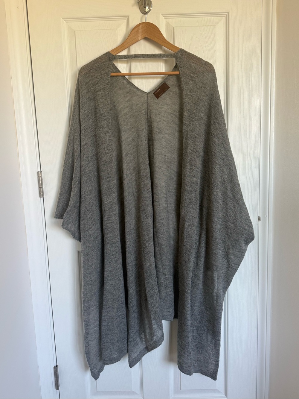 Kerisma Gray Mohair Blend Wrap Shawl Open Duster Cardigan Womens One Size